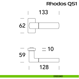 Maniglia in acciaio per porta Rhodos Q51 Reguitti Inox rosetta rettangolare 2