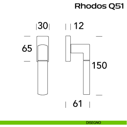 Maniglia in acciaio per finestra DK Rhodos Q51 Reguitti Inox 2