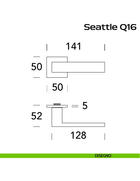 Maniglia in acciaio per porta Seattle Q16 Reguitti Inox - disegno