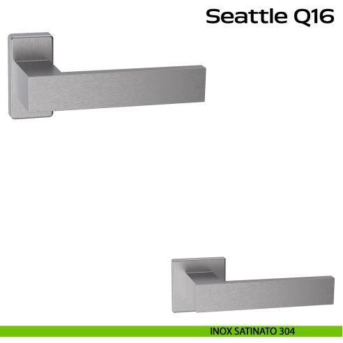 Maniglia in acciaio per porta Seattle Q16 Reguitti Inox rosetta rettangolare - inox satinato 304