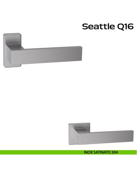 Maniglia in acciaio per porta Seattle Q16 Reguitti Inox rosetta rettangolare - inox satinato 304