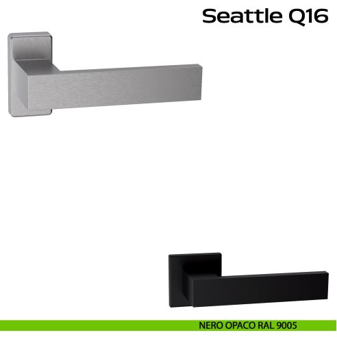 Maniglia in acciaio per porta Seattle Q16 Reguitti Inox rosetta rettangolare - nero opaco RAL 9005