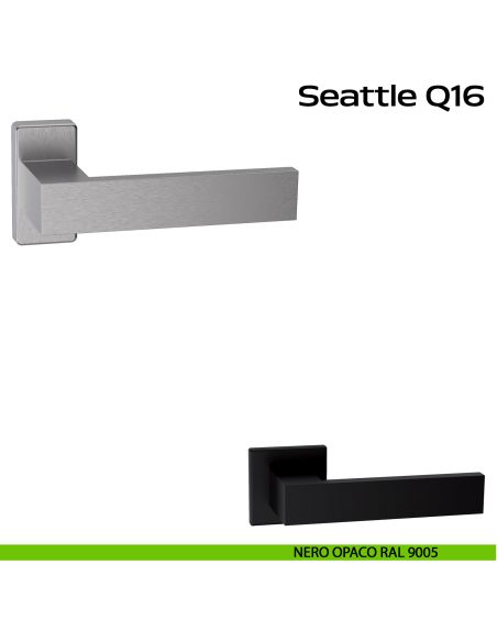 Maniglia in acciaio per porta Seattle Q16 Reguitti Inox rosetta rettangolare - nero opaco RAL 9005