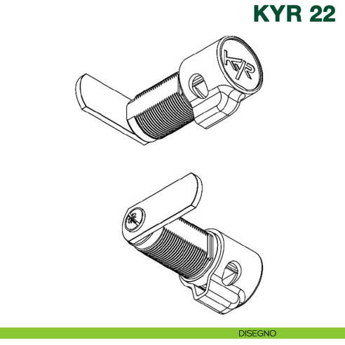 Serratura lucchettabile per armadietti Kyr Securital cilindro diametro 19 mm lunghezza 30 mm KYR 22 - disegno