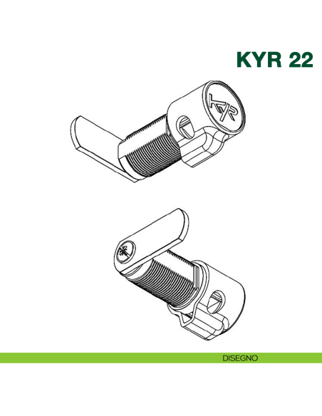 Serratura lucchettabile per armadietti Kyr Securital cilindro diametro 19 mm lunghezza 30 mm KYR 22 - disegno