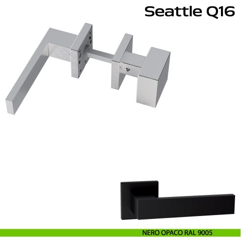 Maniglia in acciaio Seattle Q16 e pomolo fisso 2Q1 Reguitti Inox - nero