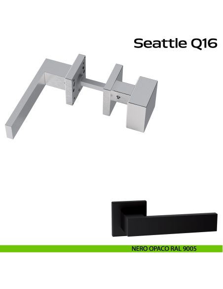 Maniglia in acciaio Seattle Q16 e pomolo fisso 2Q1 Reguitti Inox - nero