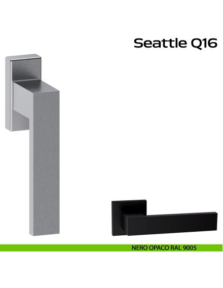 Maniglia in acciaio per finestra DK Seattle Q16 Reguitti Inox - nero opaco RAL 9005