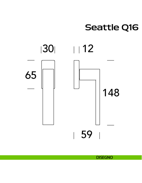 Maniglia in acciaio per finestra DK Seattle Q16 Reguitti Inox - disegno