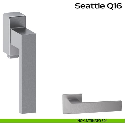 Maniglia in acciaio per finestra DK con pulsante su placca Seattle Q16 Reguitti Inox - inox satinato 304
