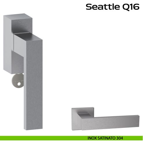 Maniglia in acciaio per finestra DK con chiave Seattle Q16 Reguitti Inox - inox satinato 304