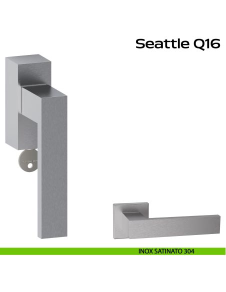 Maniglia in acciaio per finestra DK con chiave Seattle Q16 Reguitti Inox - inox satinato 304