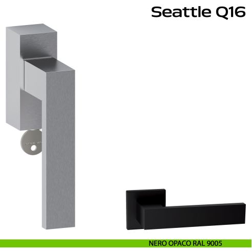Maniglia in acciaio per finestra DK con funzione TBT Seattle Q16 Reguitti Inox - nero opaco RAL 9005