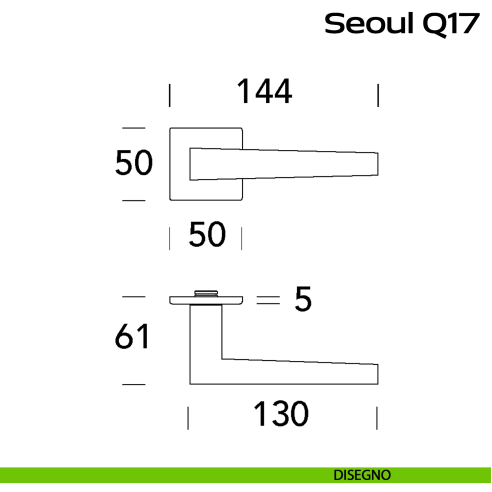 Maniglia in acciaio per porta Seoul Q17 Reguitti Inox - disegno