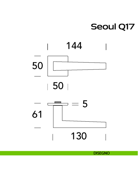 Maniglia in acciaio per porta Seoul Q17 Reguitti Inox - disegno
