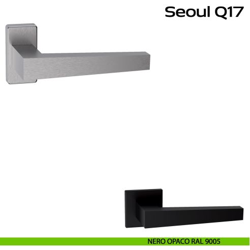 Maniglia in acciaio per porta Seoul Q17 Reguitti Inox rosetta rettangolare - nero opaco RAL 9005