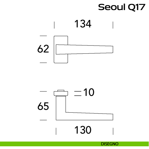 Maniglia in acciaio per porta Seoul Q17 Reguitti Inox rosetta rettangolare - disegno