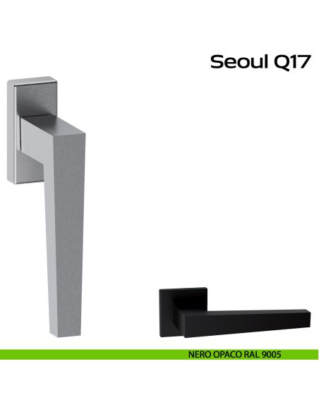 Maniglia in acciaio per finestra DK Seoul Q17 Reguitti Inox - nero opaco RAL 9005