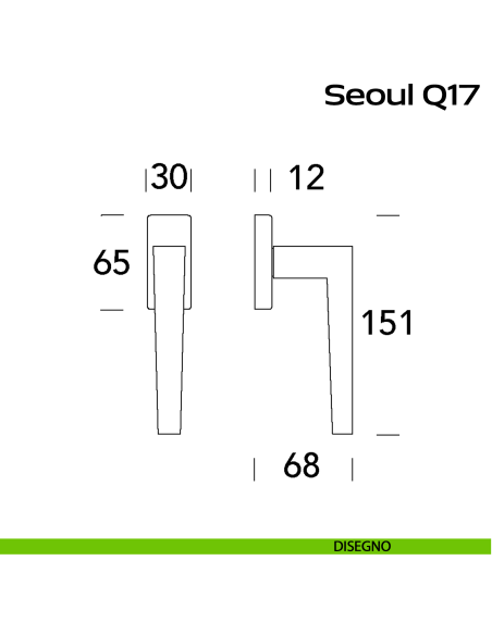 Maniglia in acciaio per finestra DK Seoul Q17 Reguitti Inox disegno