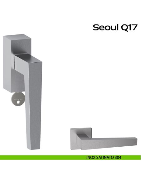 Maniglia in acciaio per finestra DK con chiave Seoul Q17 Reguitti Inox - inox satinato 304