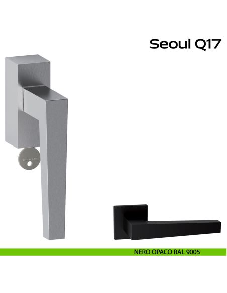 Maniglia in acciaio per finestra DK con funzione TBT Seoul Q17 Reguitti Inox - nero opaco RAL 9005