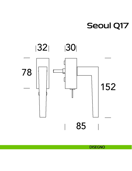 Maniglia in acciaio per finestra DK con funzione TBT Seoul Q17 Reguitti Inox disegno