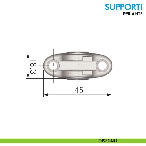 Supporto anta per pistone Compact e Kraby Ferramenta Livenza fissaggio con vite - disegno