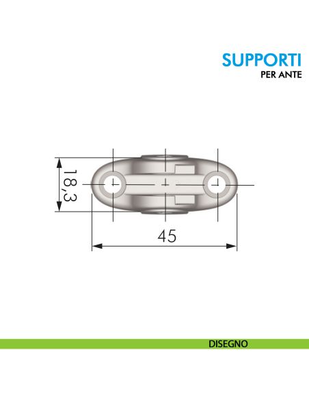 Supporto anta per pistone Compact e Kraby Ferramenta Livenza fissaggio con vite - disegno