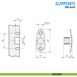 Supporto per pistone Elys Ferramenta Livenza fissaggio con vite 2