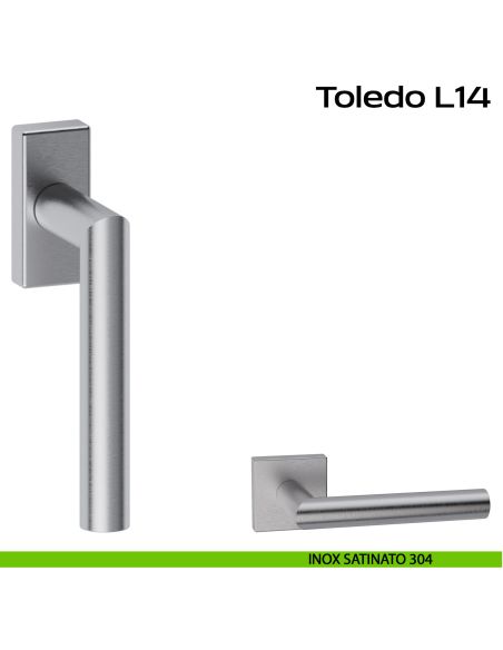 Maniglia in acciaio per finestra DK Toledo L14 Reguitti Inox rosetta 30x65 mm - inox satinato 304