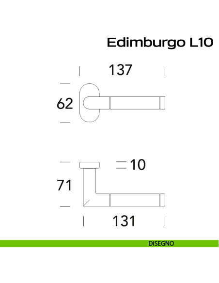 Maniglia in acciaio per porta Edimburgo L10 Reguitti Inox rosetta ovale - disegno