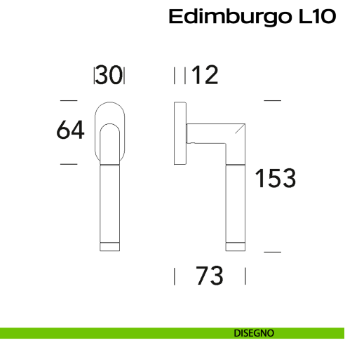 Maniglia in acciaio per finestra DK Edimburgo L10 Reguitti Inox disegno