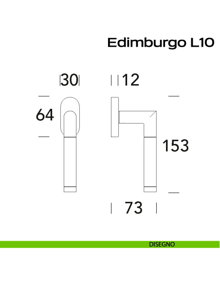 Maniglia in acciaio per finestra DK Edimburgo L10 Reguitti Inox disegno