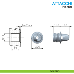Attacco anta per pistone K12 System Ferramenta Livenza 2