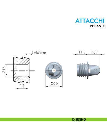 Attacco fianco per pistone K12 System Ferramenta Livenza - disegno