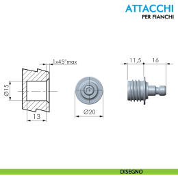 Attacco fianco per pistone K12 System Ferramenta Livenza 2