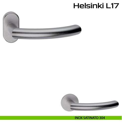 Maniglia in acciaio per porta Helsinki L17 Reguitti Inox rosetta ovale - inox satinato 304