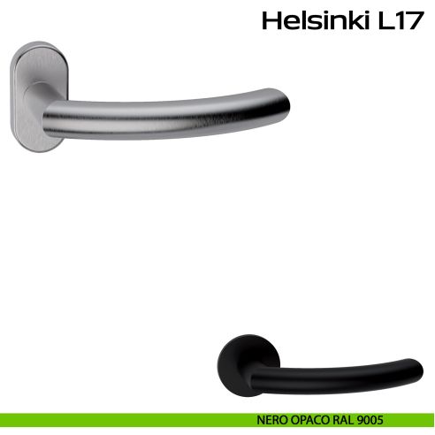 Maniglia in acciaio per porta Helsinki L17 Reguitti Inox rosetta ovale - nero opaco RAL 9005