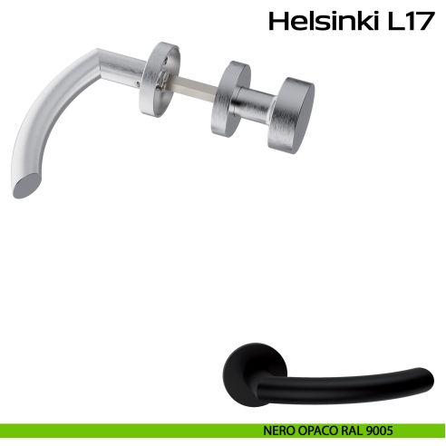 Maniglia in acciaio Helsinki Q17 e pomolo fisso 2Q1 Reguitti Inox - nero