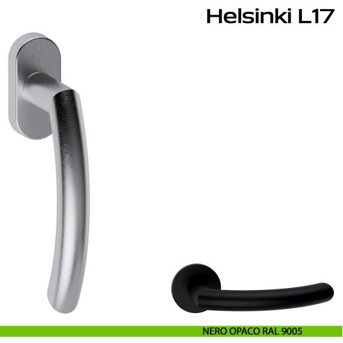 Maniglia in acciaio per finestra DK Helsinki L17 Reguitti Inox - nero opaco RAL 9005