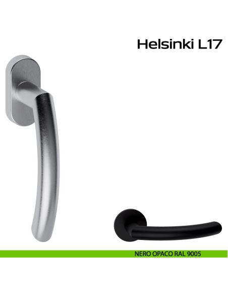 Maniglia in acciaio per finestra DK Helsinki L17 Reguitti Inox - nero opaco RAL 9005