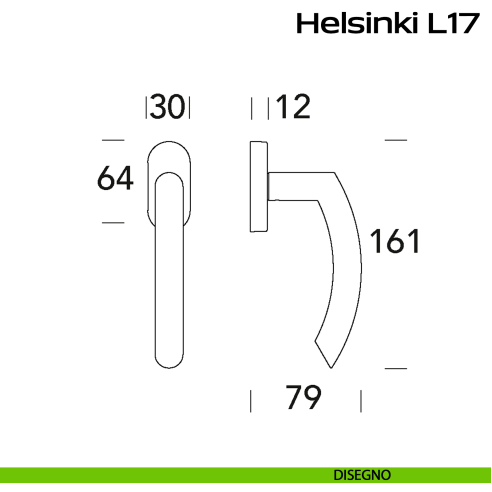 Maniglia in acciaio per finestra DK Helsinki L17 Reguitti Inox disegno