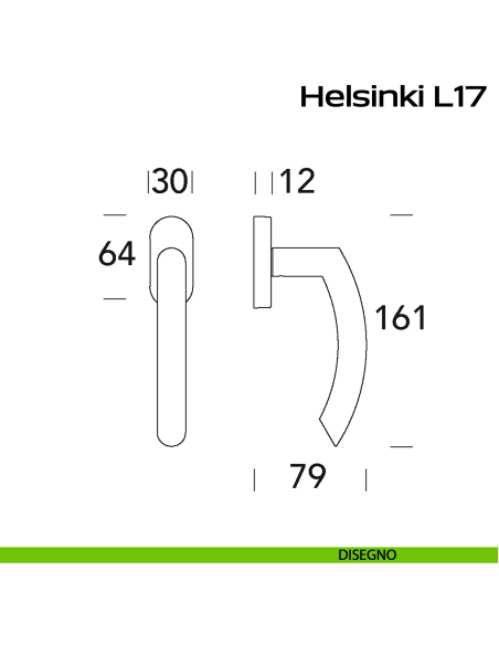 Maniglia in acciaio per finestra DK Helsinki L17 Reguitti Inox disegno