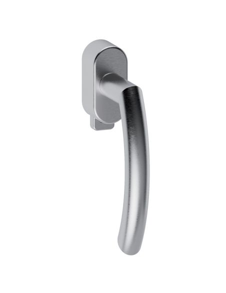 Maniglia in acciaio per finestra DK con pulsante su placca Helsinki L17 Reguitti Inox