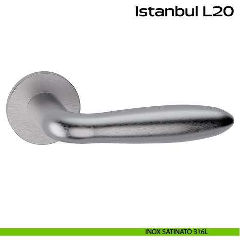 Maniglia in acciaio per porta Istanbul L20 Reguitti Inox - inox satinato 316L