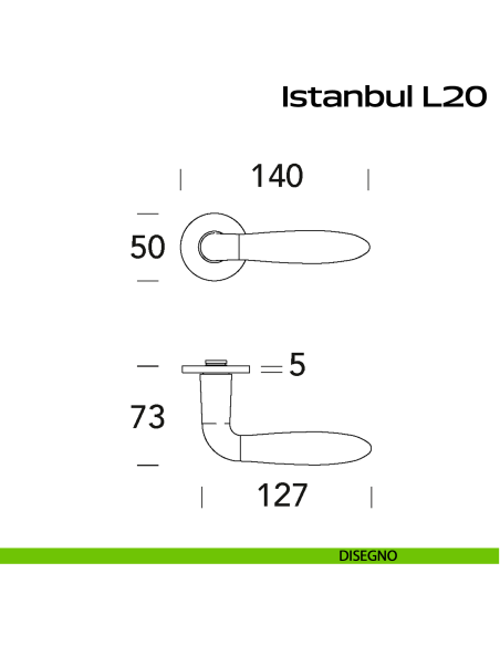 Maniglia in acciaio per porta Istanbul L20 Reguitti Inox - disegno