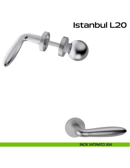 Maniglia in acciaio Istanbul L20 e pomolo fisso C59 Reguitti Inox - acciaio inox 304