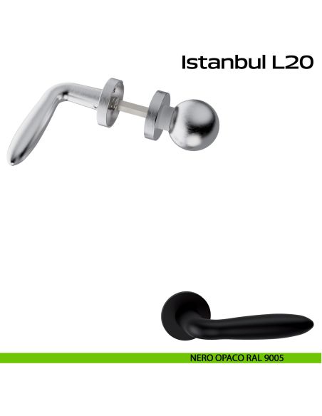 Maniglia in acciaio Istanbul L20 e pomolo fisso C59 Reguitti Inox - nero