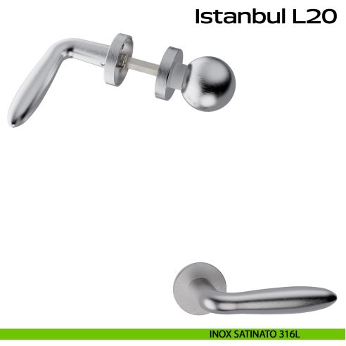 Maniglia in acciaio Istanbul L20 e pomolo fisso C59 Reguitti Inox - acciaio inox 316L