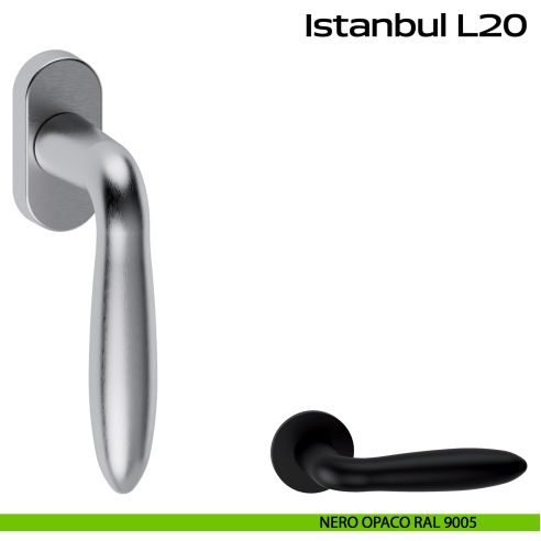 Maniglia in acciaio per finestra DK Istanbul L20 Reguitti Inox - nero opaco RAL 9005